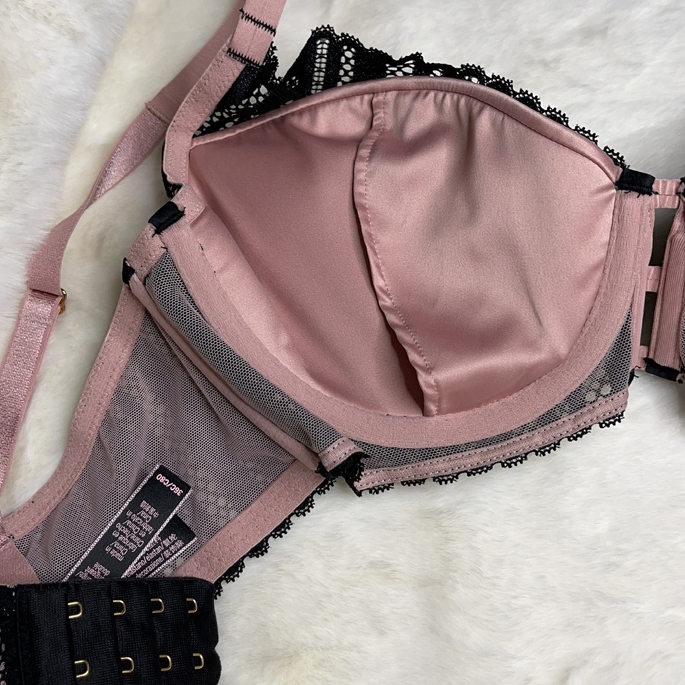 Victoria Secret Bra black Lace and Pink Rose - Picture 7 of 11